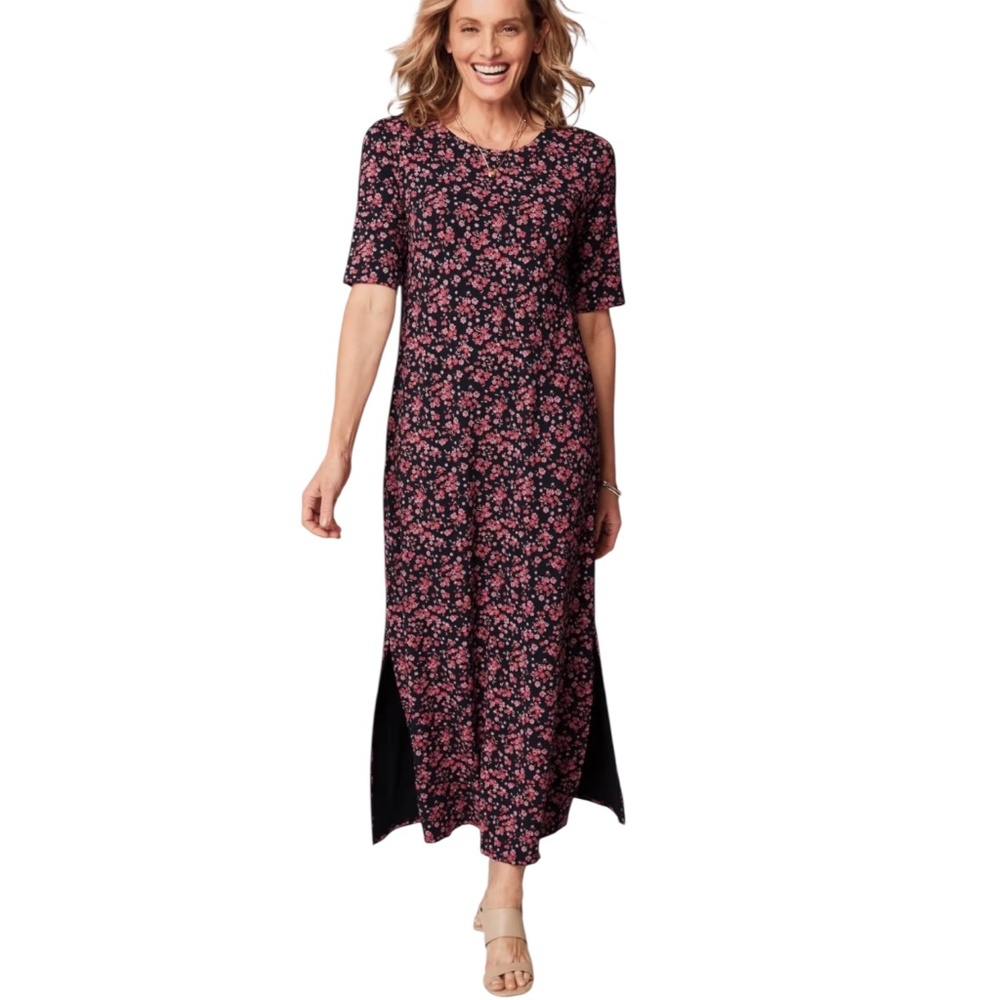 J. Jill Weareaver Maxi Ditsy Floral Print Dress Womens M Cottagecore Preppy 90's